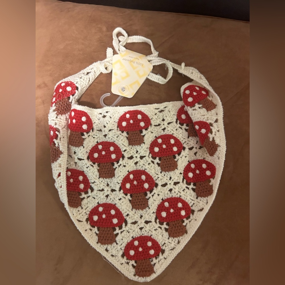 Mushroom Crochet Bandana Hair Scarf